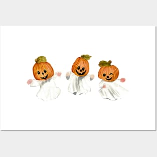 3 little pumpkins Posters and Art